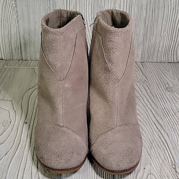 Toms Taupe Leather Ankle Boots Womens Size 7 - Picture 3 of 14